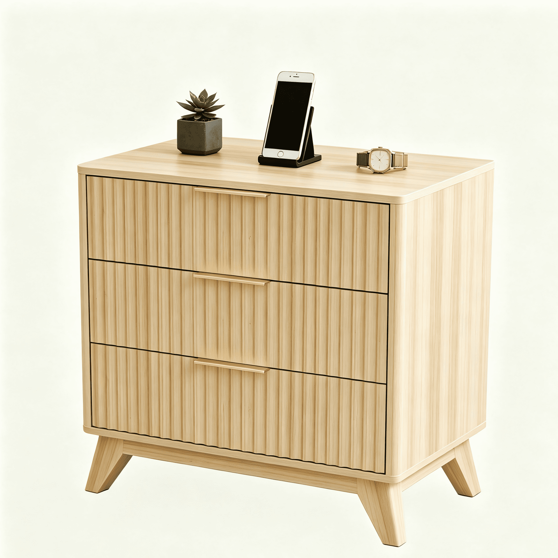 3-Drawer Storage Chest, Grid Front Dresser with Metal Drawer Runners, Anti-Tip Design, Compact Wooden Cabinet for Bedroom, Living Room, Home Office