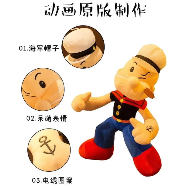 Popeye-muñeco de peluche Sailor de tamaño 45-65CM, modelo de juguete, almohada cómoda para bebé LIUWENJING unisex