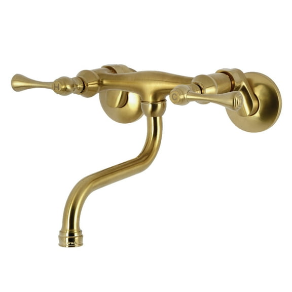 Kingston Brass KS316SB Kingston Wall Mount Bathroom Faucet, Brushed Brass