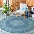 thumbnail image 2 of SAFAVIEH Courtyard Delbet Distressed Medallion Indoor/Outdoor Area Rug, 6'7" x 6'7" Round, Navy/Ivory, 2 of 9