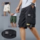 thumbnail image 2 of Pantalones cortos de carga para hombre, Shorts tácticos de trabajo, informales, con múltiples bolsillos, botones, holgados, pierna ancha hasta la rodilla, Verano, 2 of 4