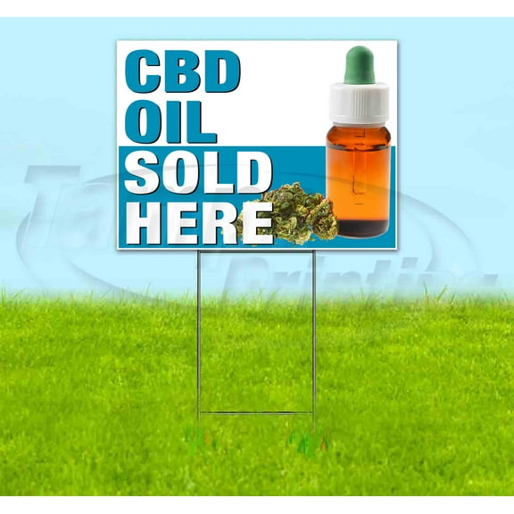 Stripe Cbd Oil Sold Here Teal (18" x 24") Yard Sign, Includes Metal Step Stake