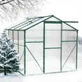 thumbnail image 5 of Robust 6x8FT Greenhouse with Powder-Coated Aluminum Frame - UV-Resistant Panels, Sliding Door, Rain Gutters, Ventilation Window - Ideal for Gardening and Plant Protection, 5 of 6