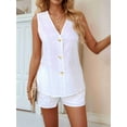 thumbnail image 2 of Womens Summer Vacation Outfits Beach Travel Cruise Resort Wear 2 Piece Short Sets Casual Tank Tops and Shorts White L, 2 of 8