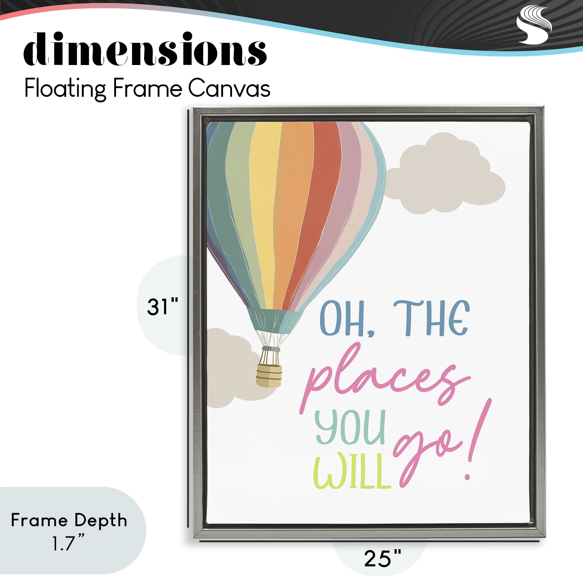 Stupell Industries The Places You Will Go Gray Framed Floater Canvas Wall Art, design by Christine Simpson Art
