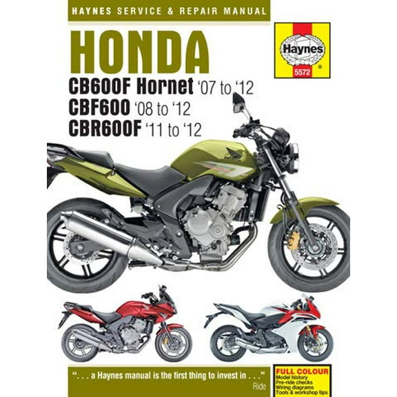 Haynes Repair/Service Manual '07-12 Honda CB600 Hornet CBF600 CBR600F (M5572)