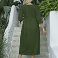 thumbnail image 5 of Cotton Linen Elegant Dresses for Women Fall Dress Empire Waist Flowy 3/4 Sleeve Pullover Casual Lounge Clothes Party Dress, 5 of 5