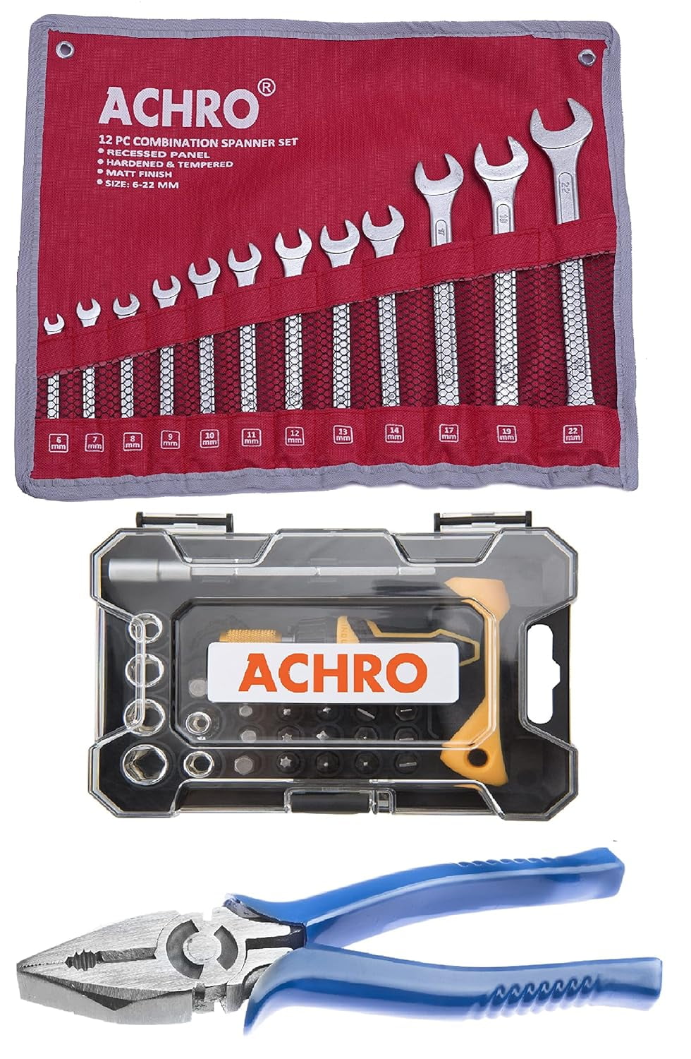 937 Professional Tool Kit Industrial Grade Contains Combination Spanner Set | Plier & Screwdriver Set With Box Spanners Tool Kit Set | For Home, Garage, Industry - Pack Of 37 Pieces
