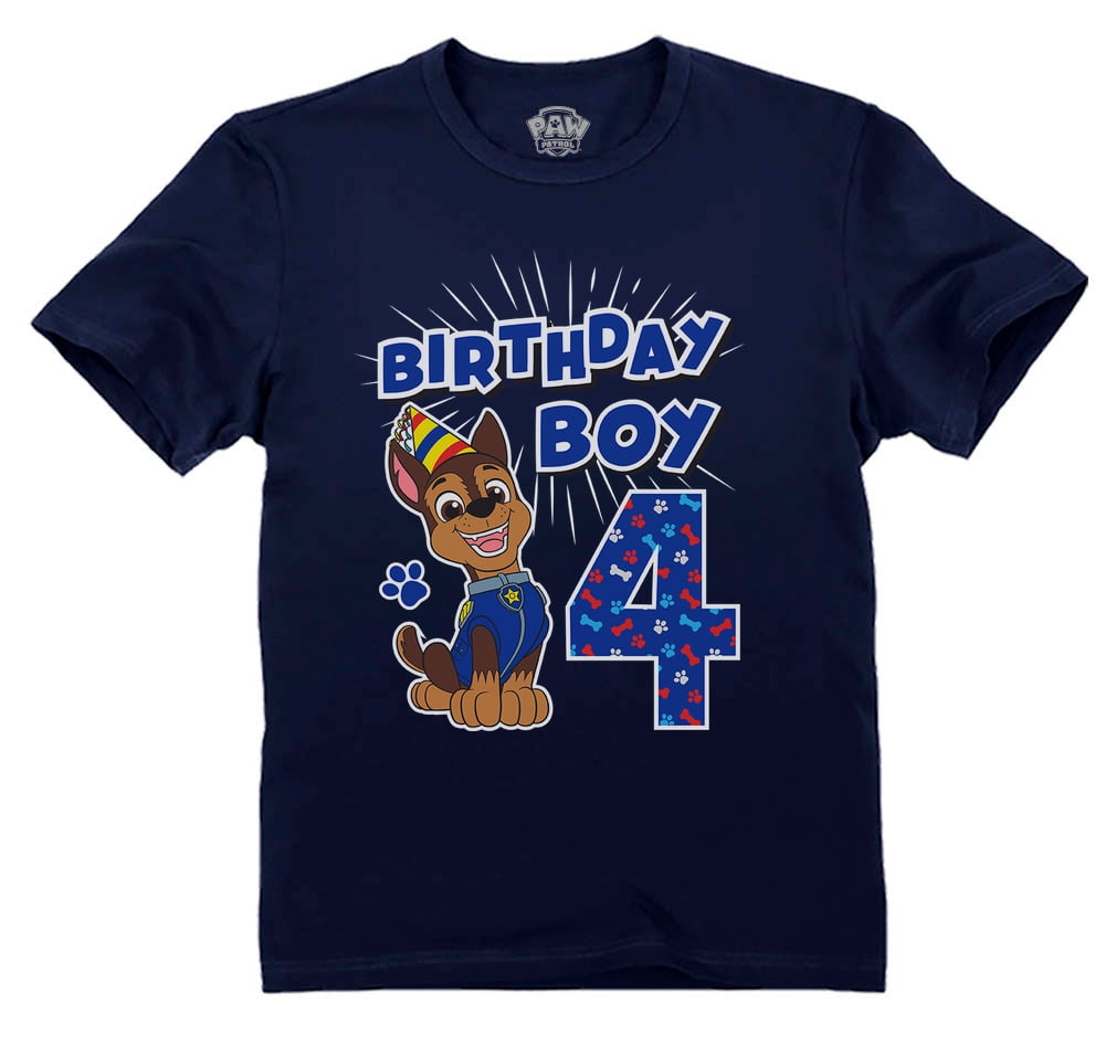 Official Paw Tee Shirt Patrol T-Shirt - Birthday Themed Party Nickelodeon Gift Four-Year-Olds Cotton - Chase Unique for Patrol 4th Paw High Quality, Boys\' Comfortable 