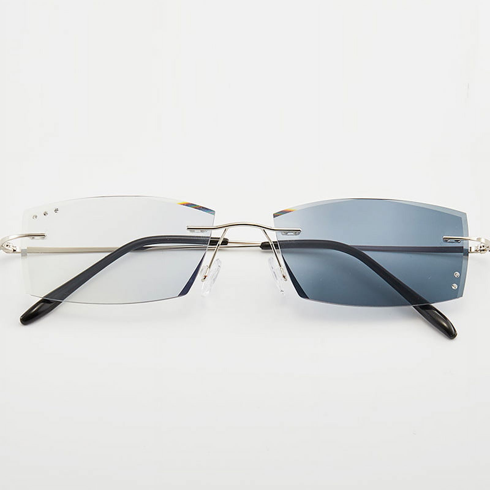 Semi Rimless Polarized Sunglasses Photochromic Blue Light Glasses Unisex Tower Square Blue Photochromic Glasses | GlassesShop main image 3