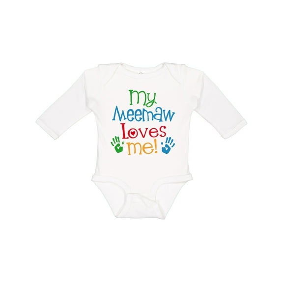 Inktastic Me Meemaw Loves Me Cute Boys or Girls Long Sleeve Baby Bodysuit