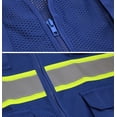 thumbnail image 3 of Men's Class 2 Type R Safety High Visibility Zipper Reflective Neon Work Vest (Royal Blue, XL), 3 of 3