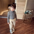 thumbnail image 3 of XIMIN Kids Stripes Tops Turtle Neck Stretch Loose Long Sleeve Shirt Girls Winter Mock Neck Striped Pullover T-Shirts Layer Tee Shirts Casual Soft Cotton Undershirt, 3 of 4
