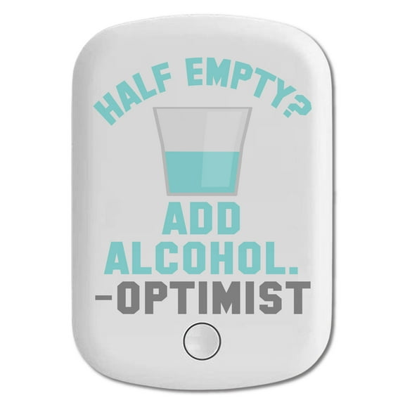 DistinctInk Magnetic Battery Pack, 5000 mAh Wireless Portable Charger with USB-C Cable, Compatible with MagSafe iPhone 14 / 13 / 12 Series - Half Empty? Add Alcohol. -Optimist