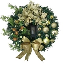 Harpi Christmas Wreaths for Front Door, Winter Decor Christmas Wreath Metal Wreath LED Warm Light Large Bow Christmas Decorations