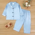 thumbnail image 2 of HFHAPW Girls Satin Long Sleeve Button-Down Pajamas Set Sleepwear Loungewear,4-5 Y, 2 of 7