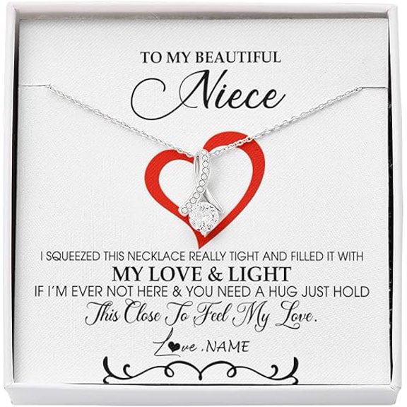 Birthday Gift To My Niece Necklace from Aunt, Alluring Beauty Necklace with Message Card and Gift Box, Zircon Necklace Gift for Niece, Christmas Gift for Niece