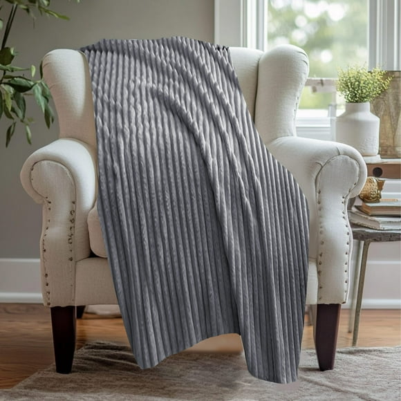 Manta Raschel de Doble Capa, Suave y Gruesa | Manta Polar Cálida de Invierno para Cama y Sofá | Manta Acogedora de Poliéster de 100 X 150 Cm En 7 Colores | Rosa, Blanco, Gris, Caqui, Gris Oscuro, Azu