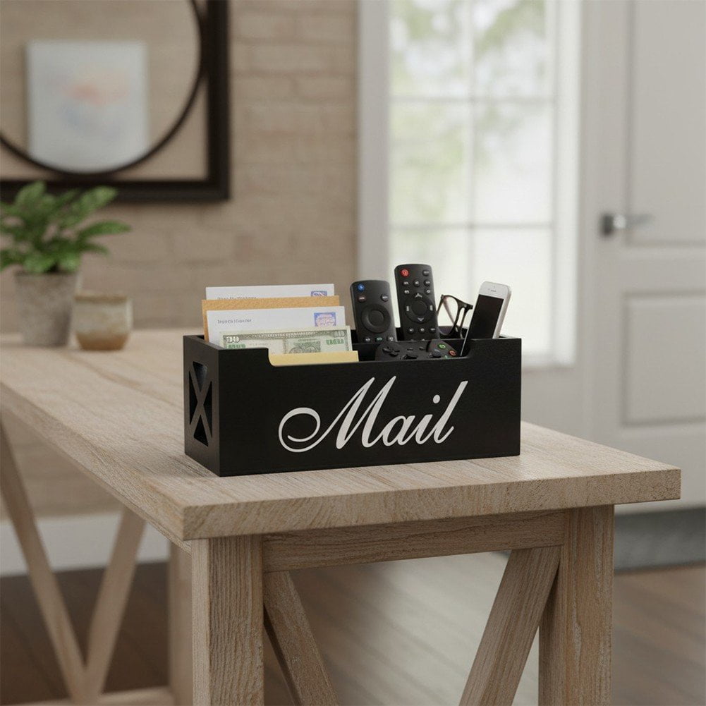Modern Mail Holder For Desk, Wood Letter Organizer Sorter Envelope Organizer Bill Filling Rack Wood Mail Basket Magazine Holder For Home Office
