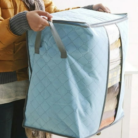 Quilt Display Chest SUPERHOMUSE Clothing Storage Bag Quilt Blanket Sweater Container Organizer Non Woven Underbed Pouches Durable Closet Cabin Storage Box ()