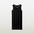 thumbnail image 4 of Men's Sleeveless V-Neck Modal Nightshirt, Loose Fit Lightweight Soft Sleep Shirt Knee Length, Breathable Comfort Casual Home Loungewear Tank Top Black, 4 of 4