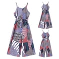 thumbnail image 2 of Rovga Girl Onesies Summer Boho Style Striped Geometric Print Loose Suspender Romper Casual Out For 4 To 9 Years, 2 of 8