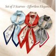 thumbnail image 5 of Herbert Women's Silk-like Long Scarves, 3-Piece Set, Double-Sided Print, Lightweight Fashion Neck Scarves or Belts for Summer,140*13cm,White Pink Green,3-Piece Set, 5 of 15