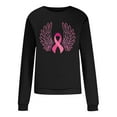 thumbnail image 4 of DDAPJ pyju Breast Cancer Awareness T-Shirts for Women Pink Ribbon Printed Long Sleeve Crewneck Sweatshirts Comfy Loose Crew Neck Faith Hope Tops Black XXL, 4 of 6