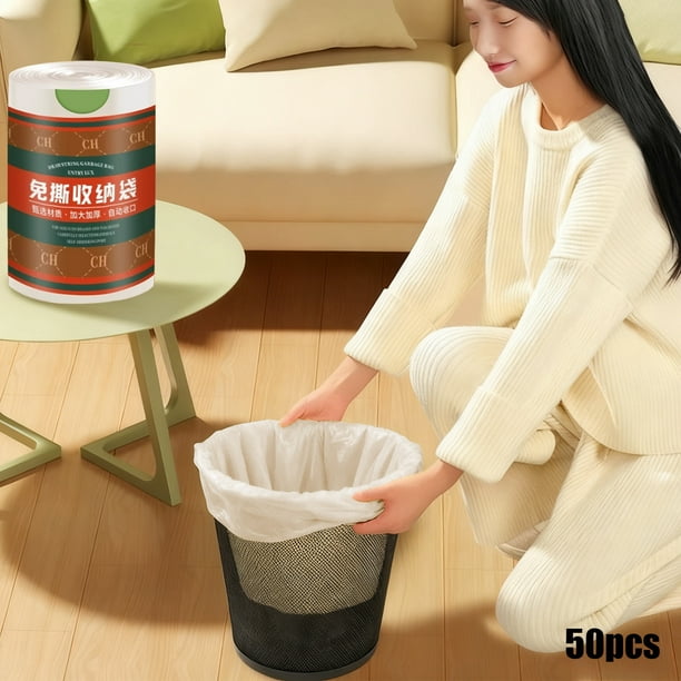 Bolsas de basura resistentes con cordón | Resistentes a roturas y fugas | Bolsas de basura grandes de 45 x 45 cm para cocina y oficina | Paquete de 50 unidades
