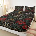 thumbnail image 4 of Homewish Vintage Plant Mushrooms Queen Sheets,Retro Moon Flowers Butterflies Queen Sheet Sets,4-Piece,1 Flat Sheet, 1 Fitted Sheet and 2 Pillowcases, 4 of 6