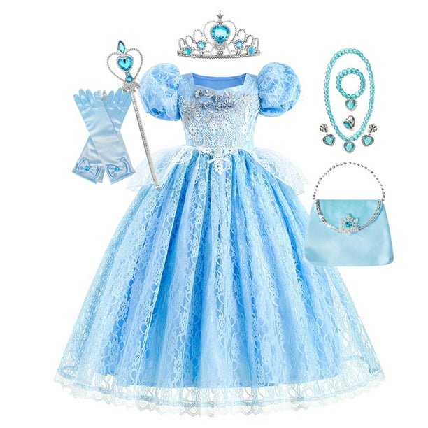 2021 haute qualité Luxe Robe princesse cendrillon Robe pour filles tenue de  soirée Tutu de couleur bleue