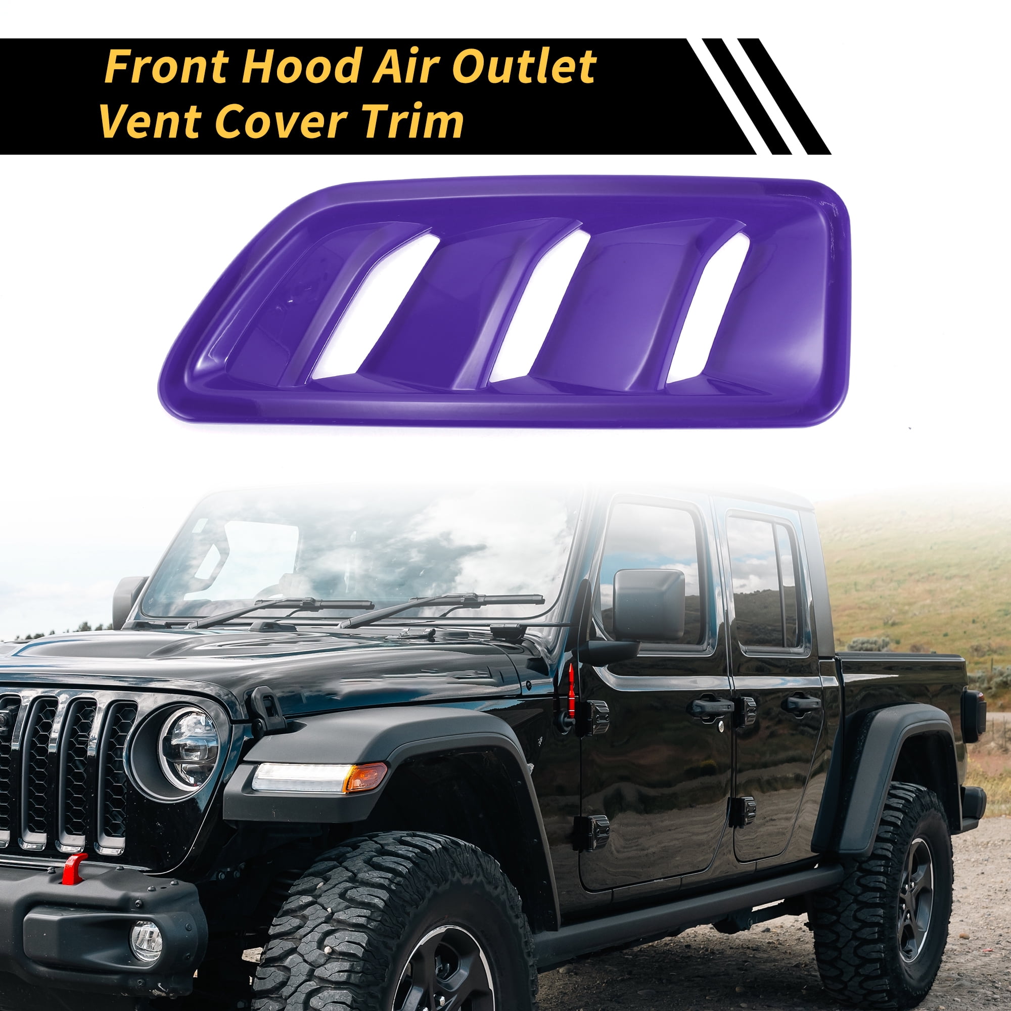 Unique Bargains 1 Pair Car Front Hood Air Outlet Vent Cover Trim for Jeep Wrangler JL JLU Gladiator 2018-2024 Hood Engine Bonnet Air Vent Outlet Cover Bezels ABS Purple