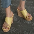 thumbnail image 5 of eczipvz Chaussures pour Femmes Sandales d'Été à Enfiler Plateforme Compensée Sandales à Talons Décontractées Confortables, Jaune, 5 of 5