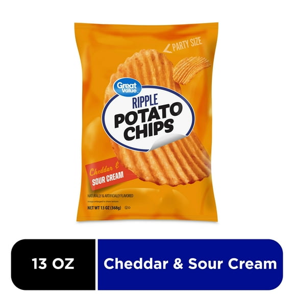 Great Value Cheddar & Sour Cream Potato Chips Party Size, 13 oz