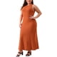 thumbnail image 4 of Vestido de suéter de talla grande Agnes Orinda para mujeres, cuello redondo, sin mangas, vestido de suéter de punto casual 4X color óxido, 4 of 5