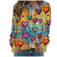 thumbnail image 4 of Qepwscx Oversized Tshirts For Women Long Sleeve Valentine'S Day Crew Neck Sweatshirts Love Heart Printed Colorful Blouses Womens Going Out Tops Pullover Sweatshirt Graphic Plus Size Shirt Vacation, 4 of 5