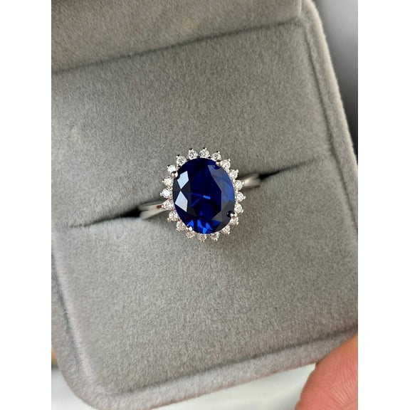Natural Blue Sapphire 925 Sterling Silver Ring,Engagemant Ring, Birthstone Rings for Women, Gift For Her