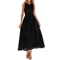 thumbnail image 3 of Women'S Summer Dresses Sleeveless Crewneck A-Line Boho Lace Eyelet Tank Maxi Dress with Pockets Black S, 3 of 10
