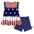 thumbnail image 5 of Millie Loves Lily Girls Red, White & Blue American Flag Patriotic  Stars & Stripes Top & Short Set, Big Girls Size 8, 2-PCS, 5 of 6