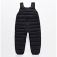 thumbnail image 7 of Wuxian Fall Outfits For Girls Thick Padded Snowsuit Sleeveless Solid Button Down Jumpsuit Wadded Suspender Ski Pants Overalls Trousers Warm Soft Sweat Set For Toddler,Black,3-4 Years, 7 of 7