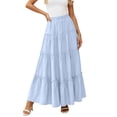 thumbnail image 2 of APEXFWDT Women's Summer Maxi Skirt Casual Flared Long Maxi Skirt Trendy Flowy Beach Boho Skirt for Holiday and Travel,XXL,Light Blue, 2 of 6