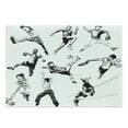 thumbnail image 1 of Sketchy Cutting Board, Muscular Energetic Athletes in Different Poses Sports Themed Drawing Style Art, Decorative Tempered Glass Cutting and Serving Board, Large Size, Black White, by Ambesonne, 1 of 1
