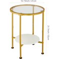 thumbnail image 3 of Round Side Table with Tempered Glass Top - Modern Accent Table for Living Room, 3 of 9