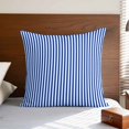 thumbnail image 4 of Pillow Covers 18x18 Inch, Navy Blue Stripe Linen Pillowcase with Invisible Zipper, Modern White Vertical Striped Geometric Decorative Throw Pillow Covers Cushion Case for Couch Sofa Bed Living Room, 4 of 9