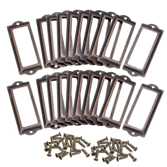 Metal Label Holders, 82x30mm 50Pack File Name Card Tag Label Frame, Copper Tone
