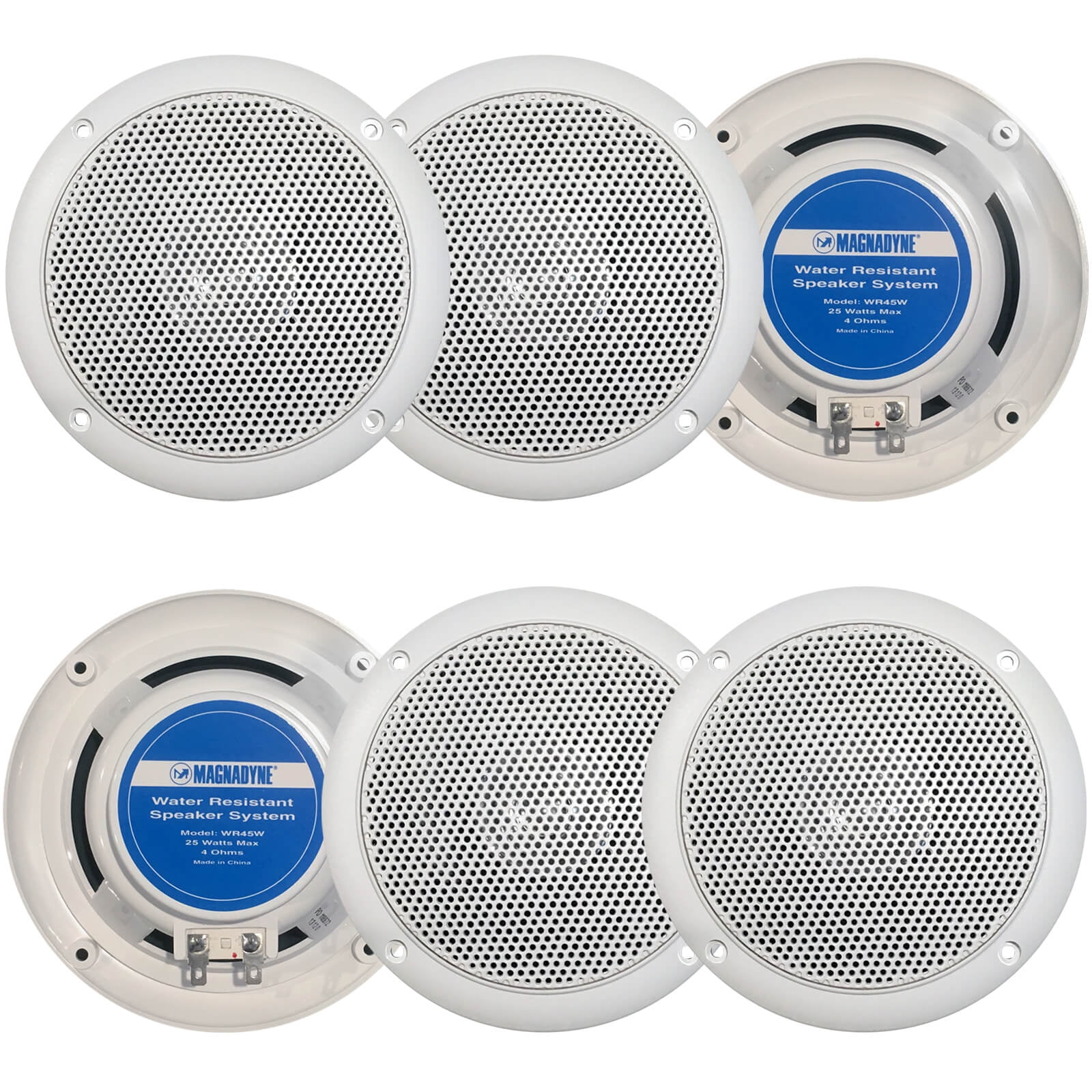 3 Pairs Of Magnadyne WR45W 5" Inch Waterproof Marine, Boat, Hot Tub