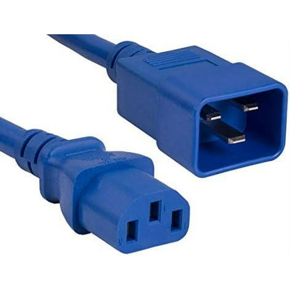 Cable Leader 14 AWG 15A 250V Heavy Duty Power Cord IEC320 C20 to IEC320 C13 6 ft, Blue
