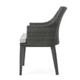 thumbnail image 2 of Noble House Hillhurst Wicker Patio Dining Arm Chair in Gray (Set of 2), 2 of 10