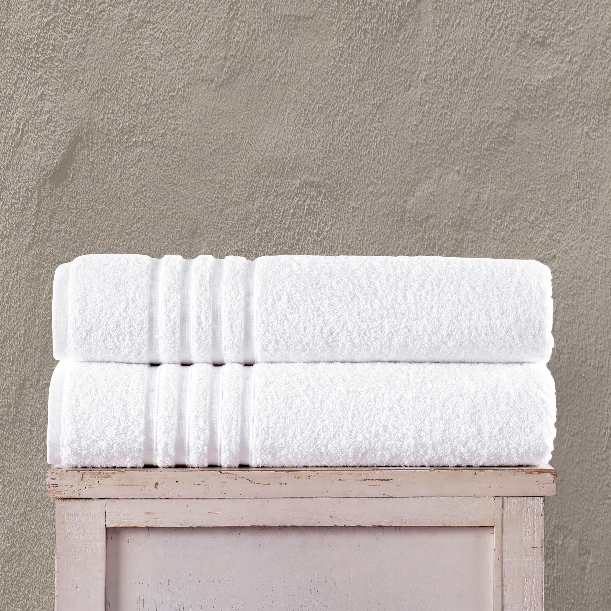 Jumbo Large Bath Sheets Towels 2 Pack Soft and Absorbent, 100% Cotton Towels (White, Bath Sheet)