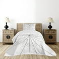 thumbnail image 4 of Ambesonne Halloween Quilted Bedspread Set 2 Pcs, Monochrome Fear Network, Twin Size, White Black Grey, 4 of 5